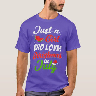 Een meisje dat Kerstmis houdt in juli Santa Hat Wa T-shirt