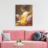 Een meisje dat leest, de lezer van J. Fragonard Canvas Afdruk (Insitu (Woonkamer))