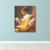 Een meisje dat leest, de lezer van J. Fragonard Canvas Afdruk (Insitu (Houten vloer))