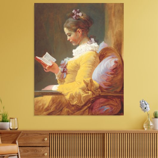 Een meisje dat leest, de lezer van J. Fragonard Canvas Afdruk (Insitu (Woonkamer))