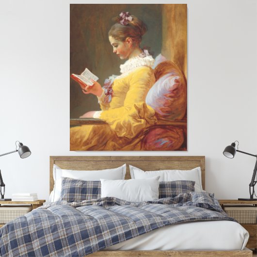 Een meisje dat leest, de lezer van J. Fragonard Canvas Afdruk (Insitu (Slaapkamer))