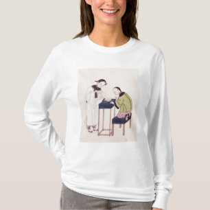 Een meisje dat op zoek is naar een lol in een Bowl T-shirt