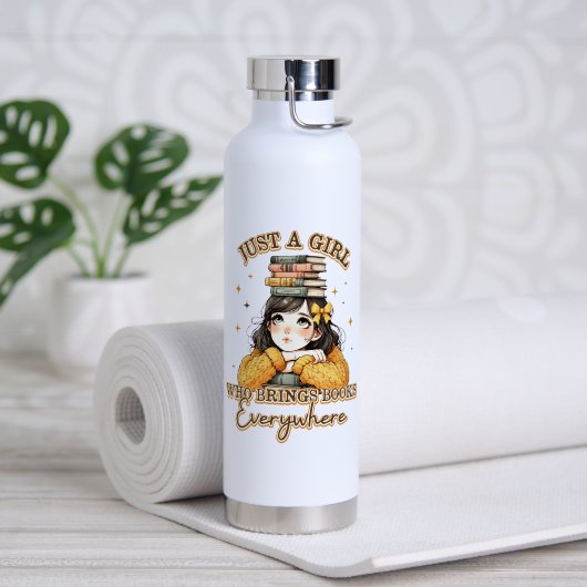 Een meisje dat overal boeken meeneemt waterfles (Yoga (Gedraaid)  )