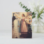 Een meisje dat pacocks voedt briefkaart (Staand voorkant)