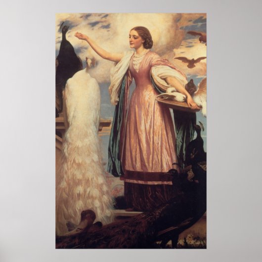 Een meisje dat pacocks voedt poster (Voorkant)