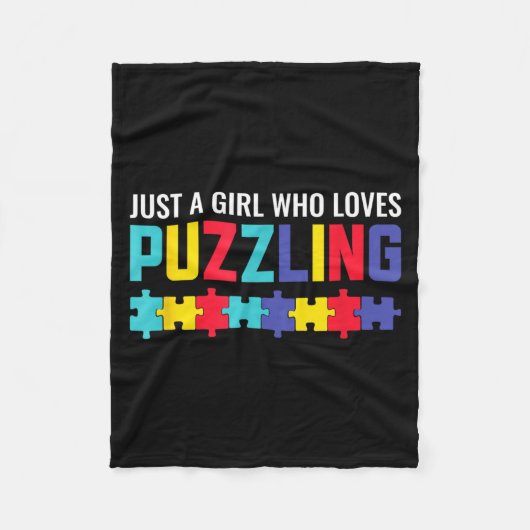 Een meisje dat puzzel puzzel horror leuk vindt fleece deken (Voorkant)