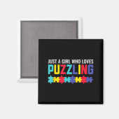 Een meisje dat puzzel puzzel horror leuk vindt magneet (Voorkant / Achterkant)