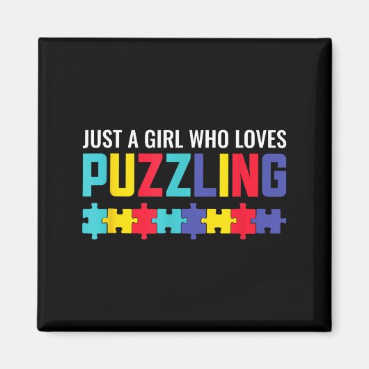 Een meisje dat puzzel puzzel horror leuk vindt magneet (Voorkant)