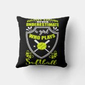 Een meisje dat softball Neon speelt nooit ondersch Kussen (Achterkant)