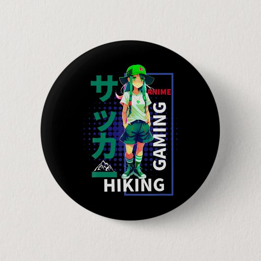 Een meisje dat van Anime houdt Ronde Button 5,7 Cm (Voorkant)