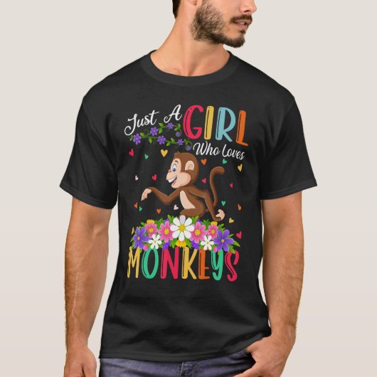 Een meisje dat van apen houdt t-shirt (Voorkant)