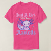 Een meisje dat van Axolotls Kinder houdt T-shirt (Design voorkant)