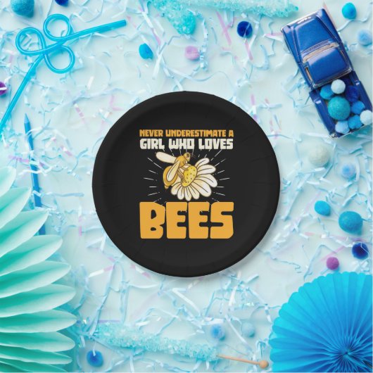 Een meisje dat van bijen houdt papieren bordje (Feest)