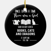 Een meisje dat van Books houdt, leest boeken en dr Keramisch Ornament (Achterkant)