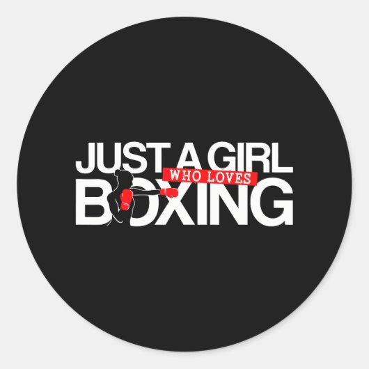 Een meisje dat van boxing houdt ronde sticker (Voorkant)