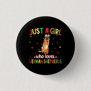 Een meisje dat van de Duitse herders houdt Ronde Button 3,2 Cm