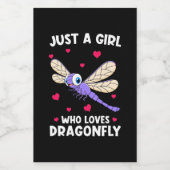 Een meisje dat van de libellen houdt wijn etiket (Enkel label)