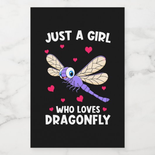 Een meisje dat van de libellen houdt wijn etiket (Enkel label)