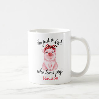 Een meisje dat van de Mok van een pigs-koffie houd