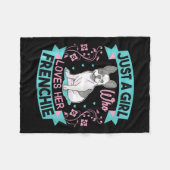 Een meisje dat van haar Franse buldog houdt Fleece Deken (Voorkant (Horizontaal))