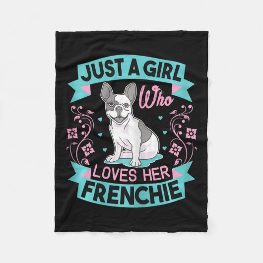 Een meisje dat van haar Franse buldog houdt Fleece Deken (Voorkant)