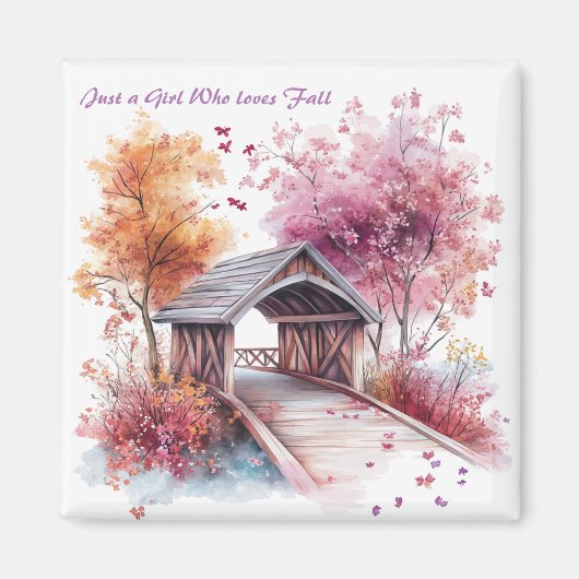 Een meisje dat van Herfst houdt Magneet (Voorkant)