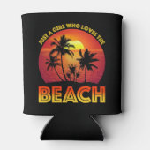 Een meisje dat van het strand houdt blikjeskoeler (Achterkant)