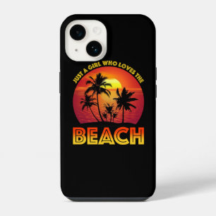 Een meisje dat van het strand houdt iPhone 14 hoesje