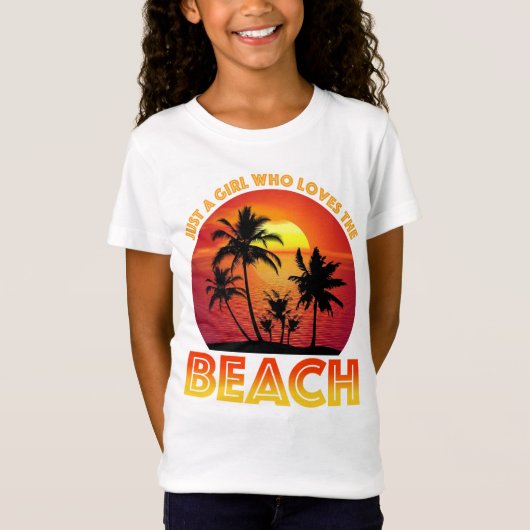 Een meisje dat van het strand houdt t-shirt (Voorkant)