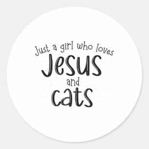 Een meisje dat van Jezus houdt en een Christelijke Ronde Sticker
