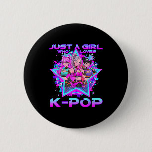 Een meisje dat van k-pop houdt kinderen meisjes k- ronde button 5,7 cm