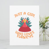 Een meisje dat van kalkoenen houdt save the date (Staand voorkant)