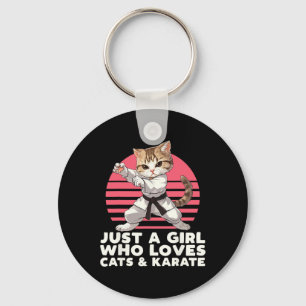 Een meisje dat van katten en karate houdt. Funny K Sleutelhanger