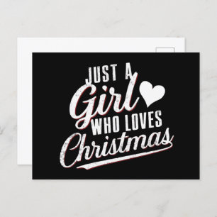 Een meisje dat van kerst houdt feestdagenkaart