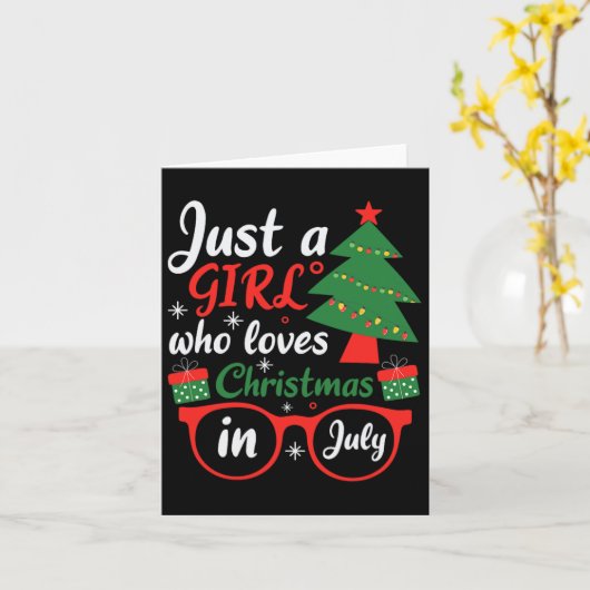 Een meisje dat van kerst houdt in juli kaart (Gele Bloem)