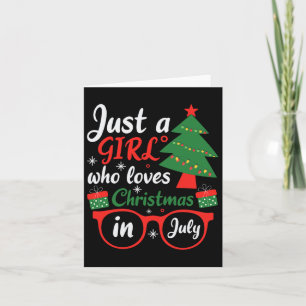 Een meisje dat van kerst houdt in juli kaart