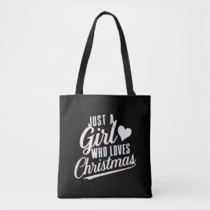 Een meisje dat van kerst houdt tote bag