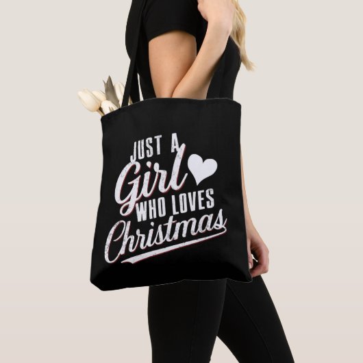 Een meisje dat van kerst houdt tote bag (Dichtbij)