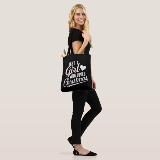 Een meisje dat van kerst houdt tote bag (Op model)