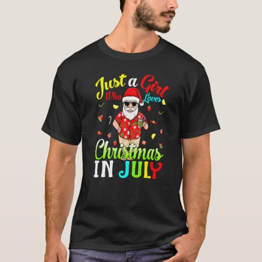 Een meisje dat van Kerstmis houdt in juli Hawaiian T-shirt (Voorkant)