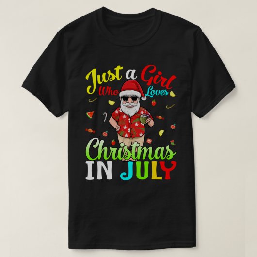 Een meisje dat van Kerstmis houdt in juli Hawaiian T-shirt (Design voorkant)