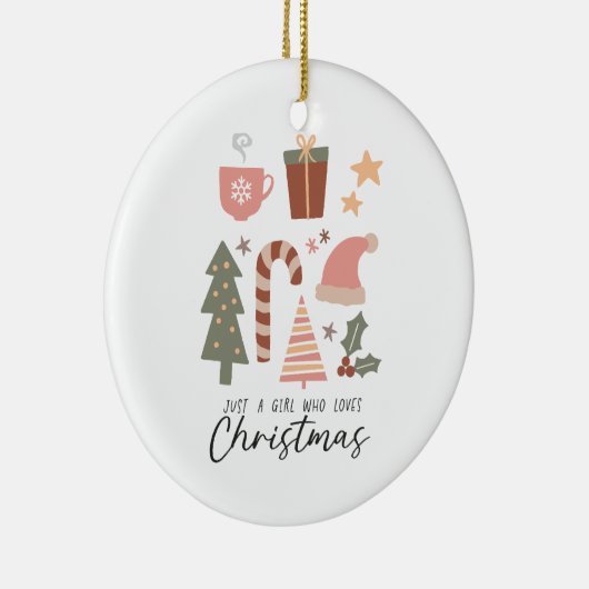 Een meisje dat van Kerstmis houdt Keramisch Ornament (Rechts)