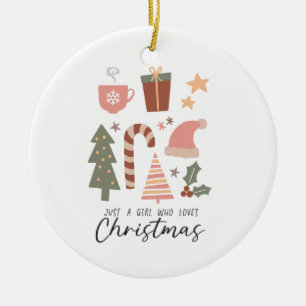 Een meisje dat van Kerstmis houdt Keramisch Ornament