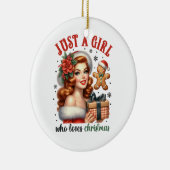 Een meisje dat van Kerstmis houdt Keramisch Ornament (Rechts)