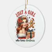 Een meisje dat van Kerstmis houdt Keramisch Ornament (Links)