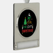 Een meisje dat van Kerstmis houdt Verzilverd Banner Ornament (Rechts)