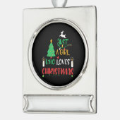 Een meisje dat van Kerstmis houdt Verzilverd Banner Ornament (Links)