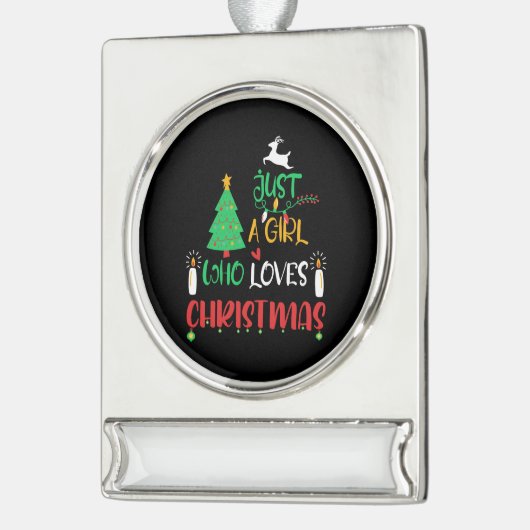 Een meisje dat van Kerstmis houdt Verzilverd Banner Ornament (Links)