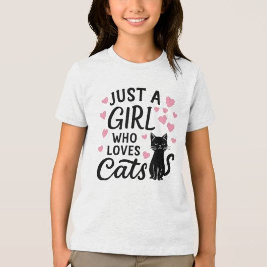 Een meisje dat van Kinder katten houdt Tri-Blend Shirt (Voorkant)