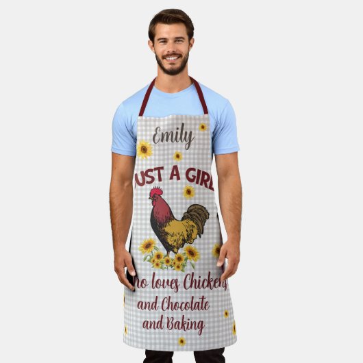Een meisje dat van kippen houdt, chocolade en bakk schort (Gedragen)